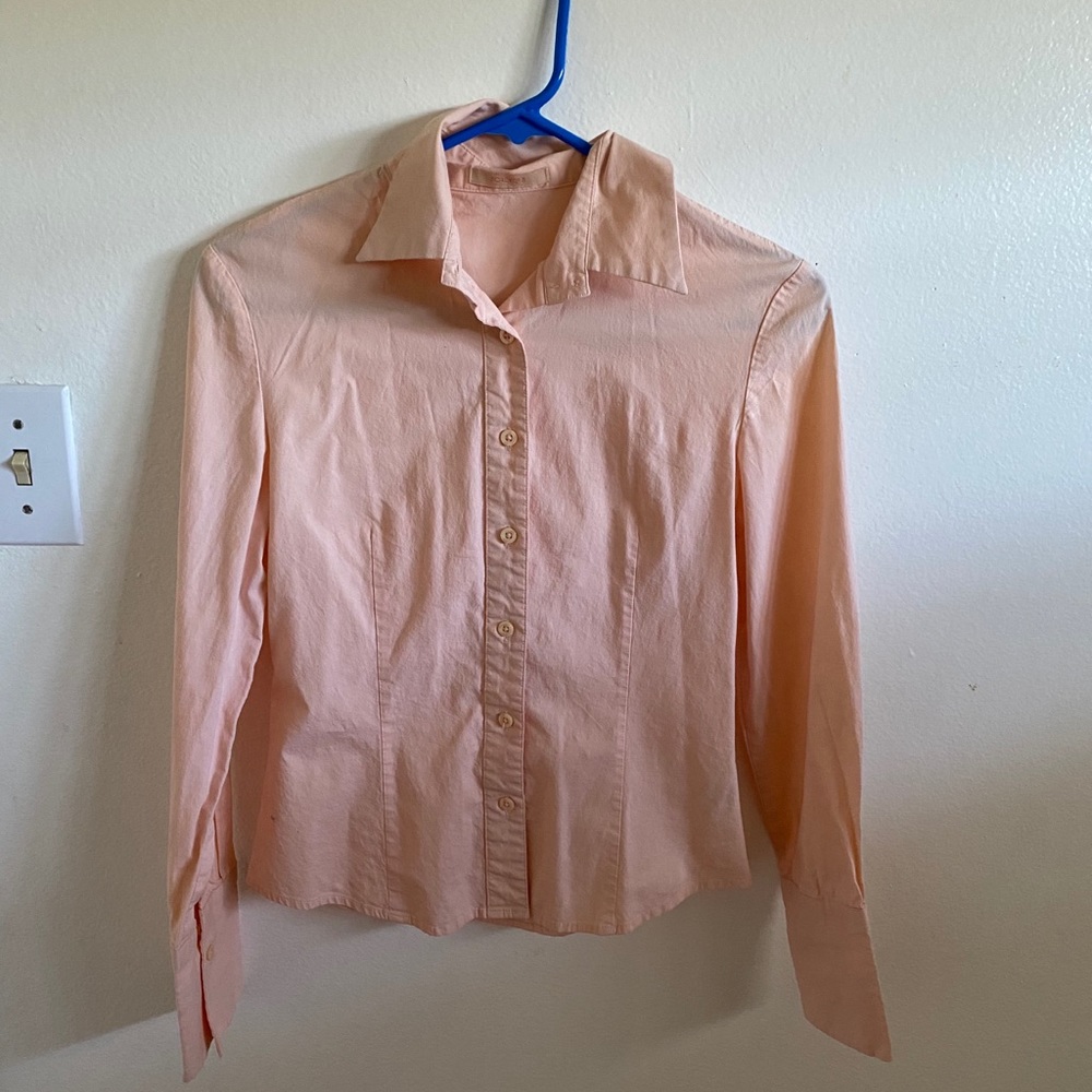 Peach button up